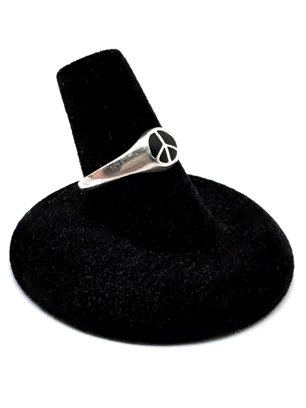 Sterling Silver Peace Sign Signet Ring Size 8